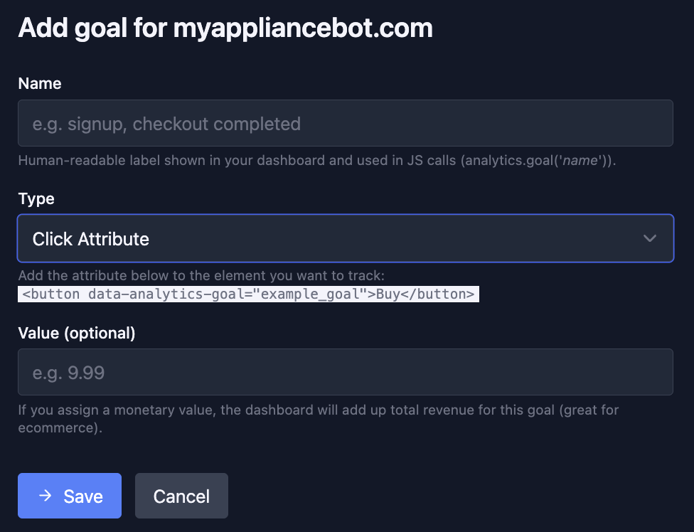 Add goal form